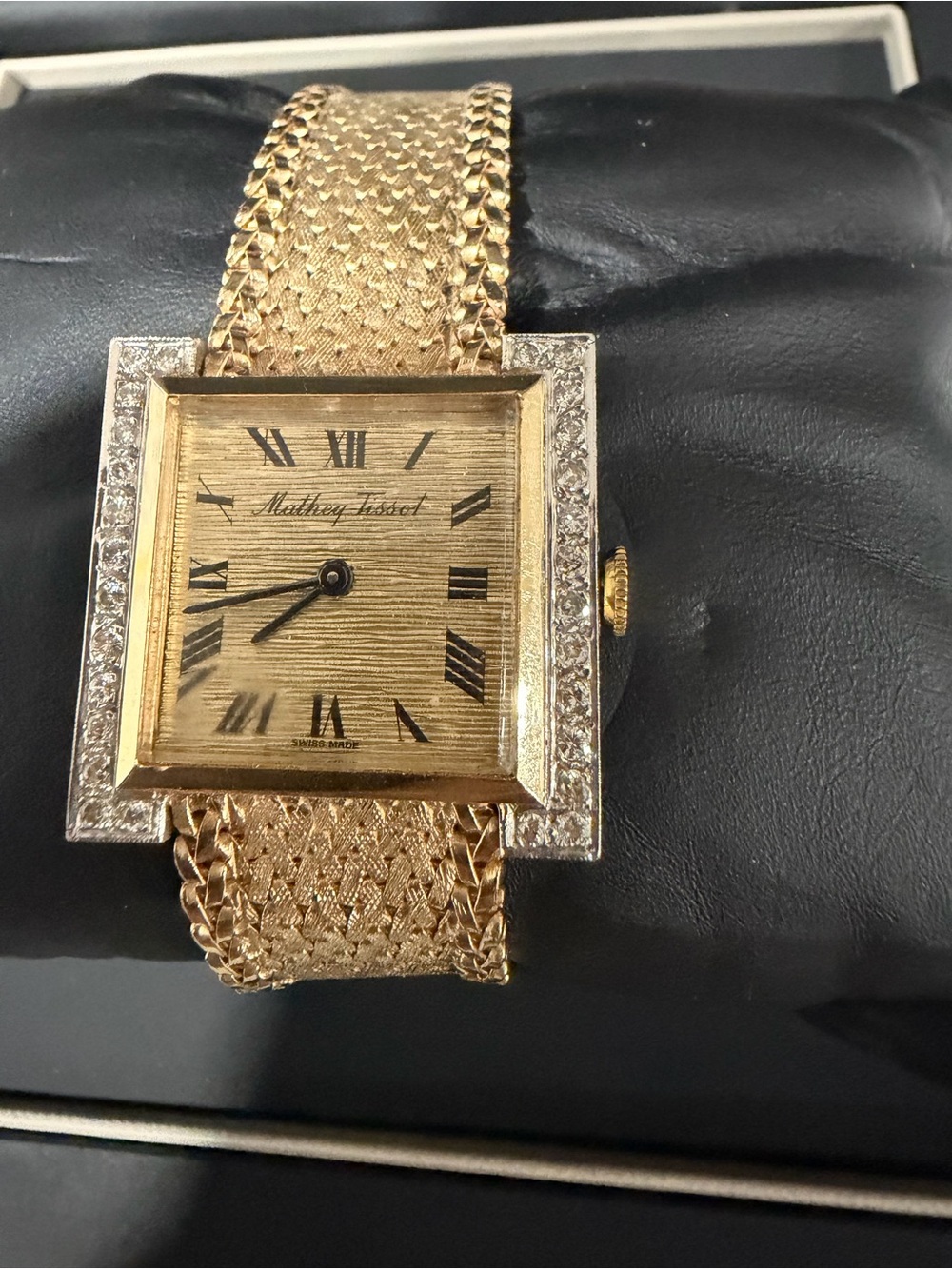 Mathey-Tissot Women's Gold-Tone Square Watch with Crystal Accent